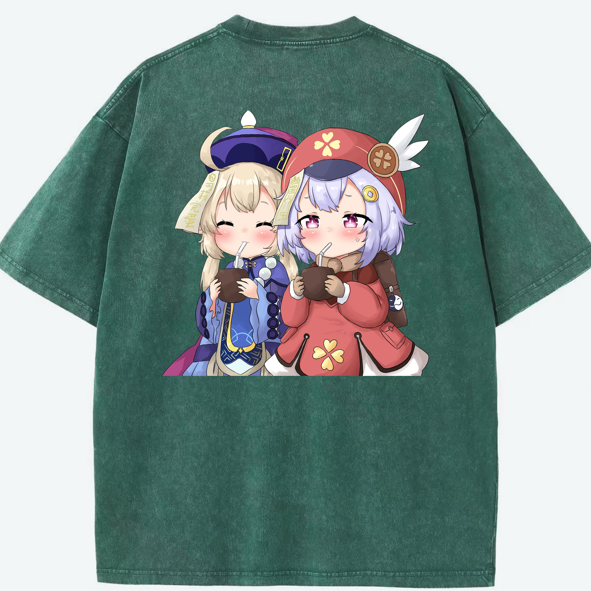 げんし神 七七 なな  genshin Nana 綿100% ヴィンテージ風 半袖Tシャツ（背面プリント）